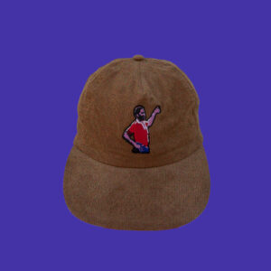 Corduroy cap with a picture of Brother Nyah embroidered on front