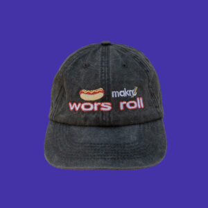 Dad cap with "Makro Wors Roll" embroidered on the front